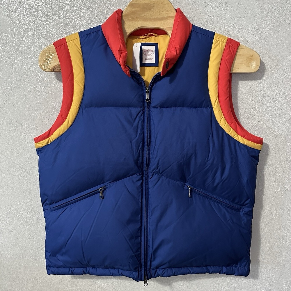BROOKS BROTHERS Men's Size XL Blue Red Yellow Duck Down Puffer Ski Vest NWT $298